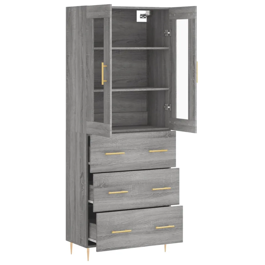 Buffet haut Sonoma gris 69,5x34x180 cm Bois d'ingénierie - 4