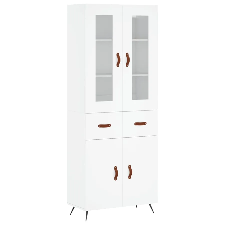 Buffet haut Blanc 69,5x34x180 cm Bois d'ingénierie - 2