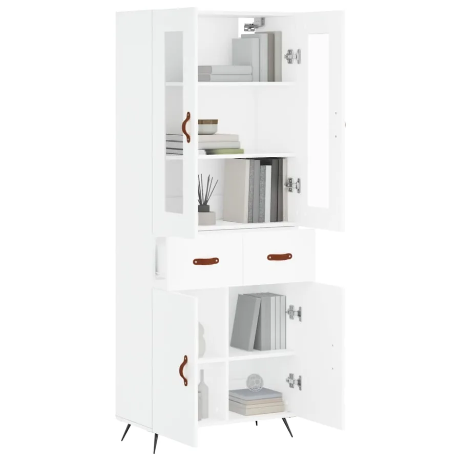 Buffet haut Blanc 69,5x34x180 cm Bois d'ingénierie - 3