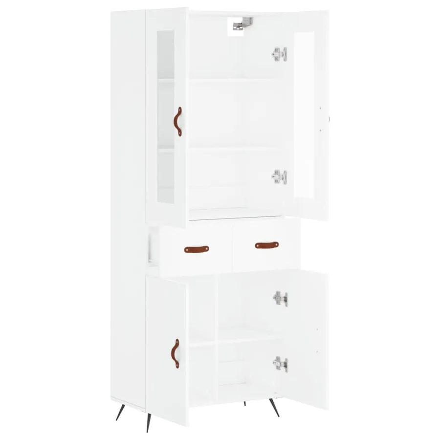 Buffet haut Blanc 69,5x34x180 cm Bois d'ingénierie - 4