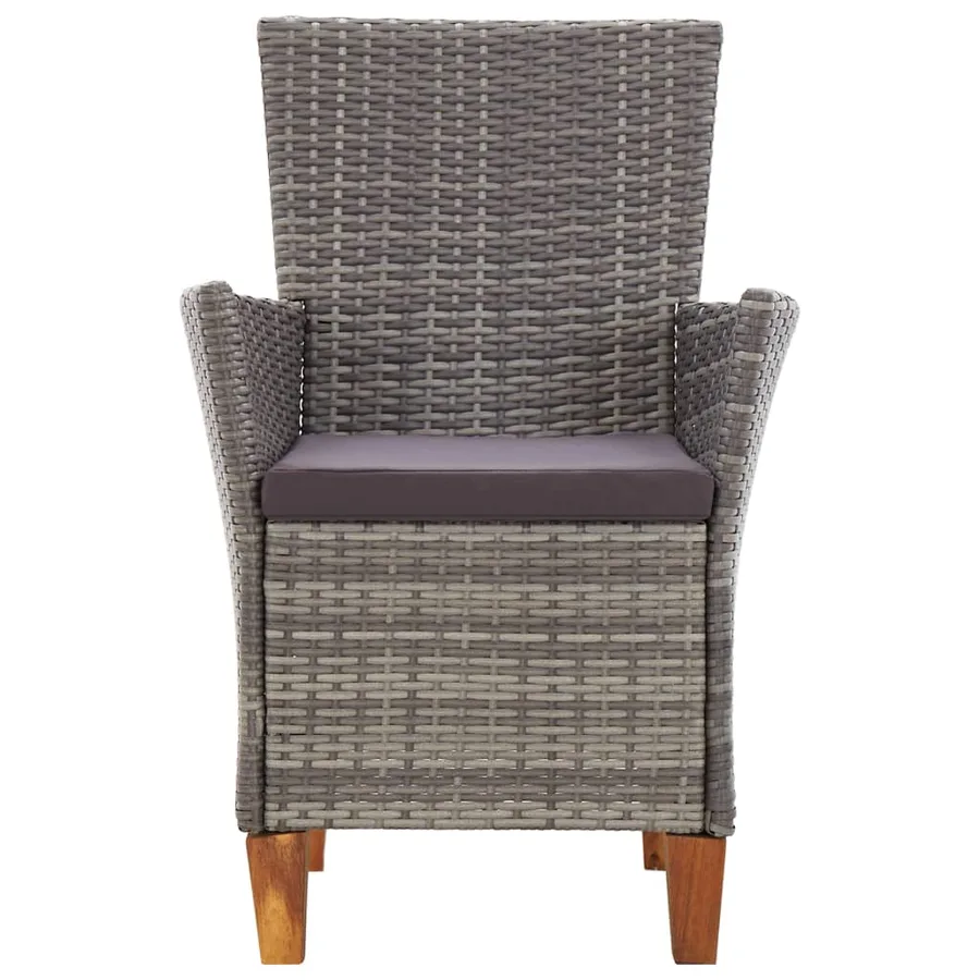 Mobilier à dîner 7 pcs résine tressée et bois d'acacia gris - 7