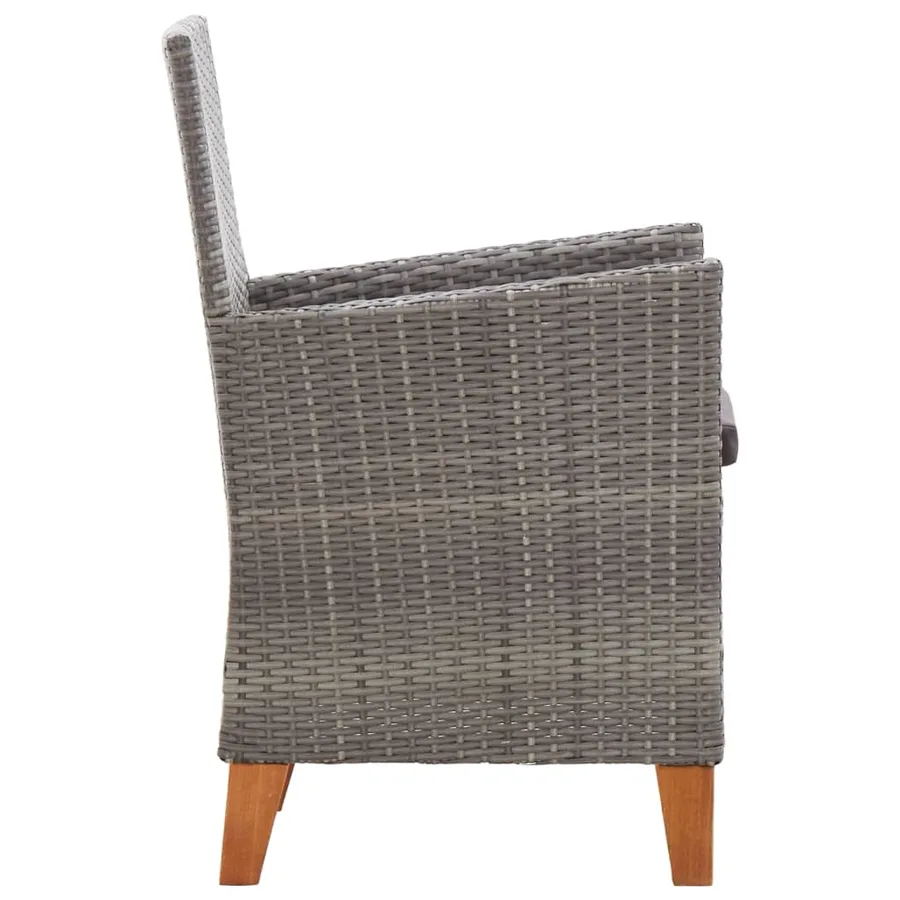Mobilier à dîner 7 pcs résine tressée et bois d'acacia gris - 8