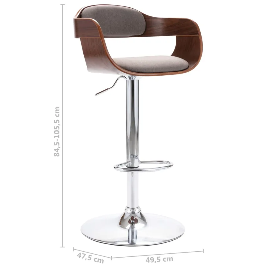 Tabouret de bar Contreplaqué et tissu taupe - 7