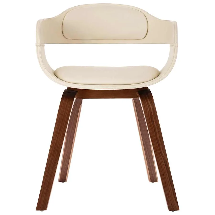 Chaise de salle à manger Blanc Bois courbé et similicuir - 2