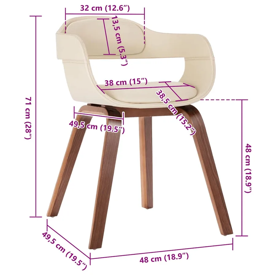 Chaise de salle à manger Blanc Bois courbé et similicuir - 6