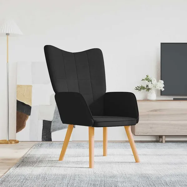 Chaise de relaxation Noir Tissu