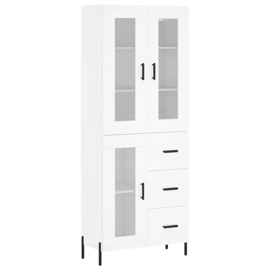 Buffet haut Blanc 69,5x34x180 cm Bois d'ingénierie - 2