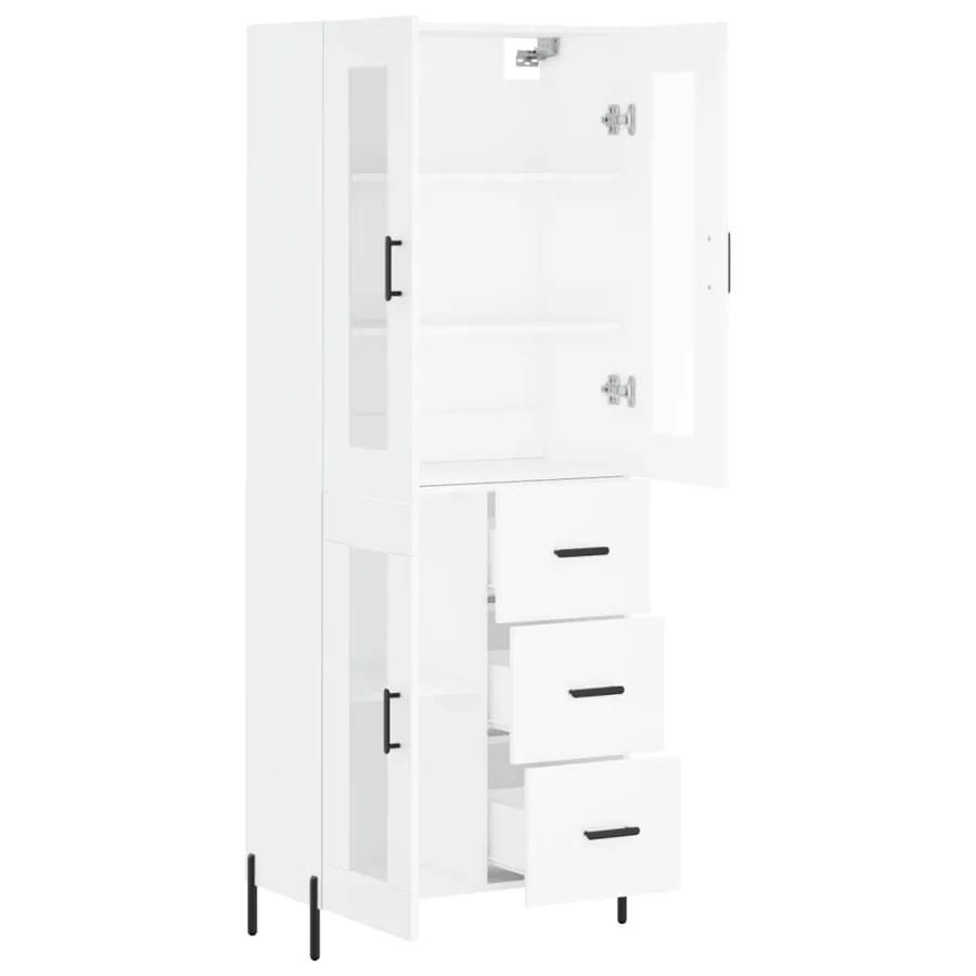 Buffet haut Blanc 69,5x34x180 cm Bois d'ingénierie - 4