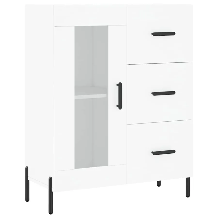 Buffet haut Blanc 69,5x34x180 cm Bois d'ingénierie - 7