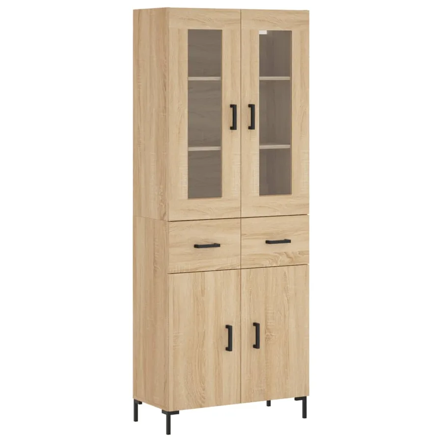 Buffet haut Chêne sonoma 69,5x34x180 cm Bois d'ingénierie - 2