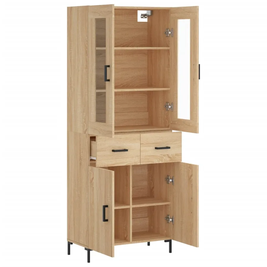 Buffet haut Chêne sonoma 69,5x34x180 cm Bois d'ingénierie - 4