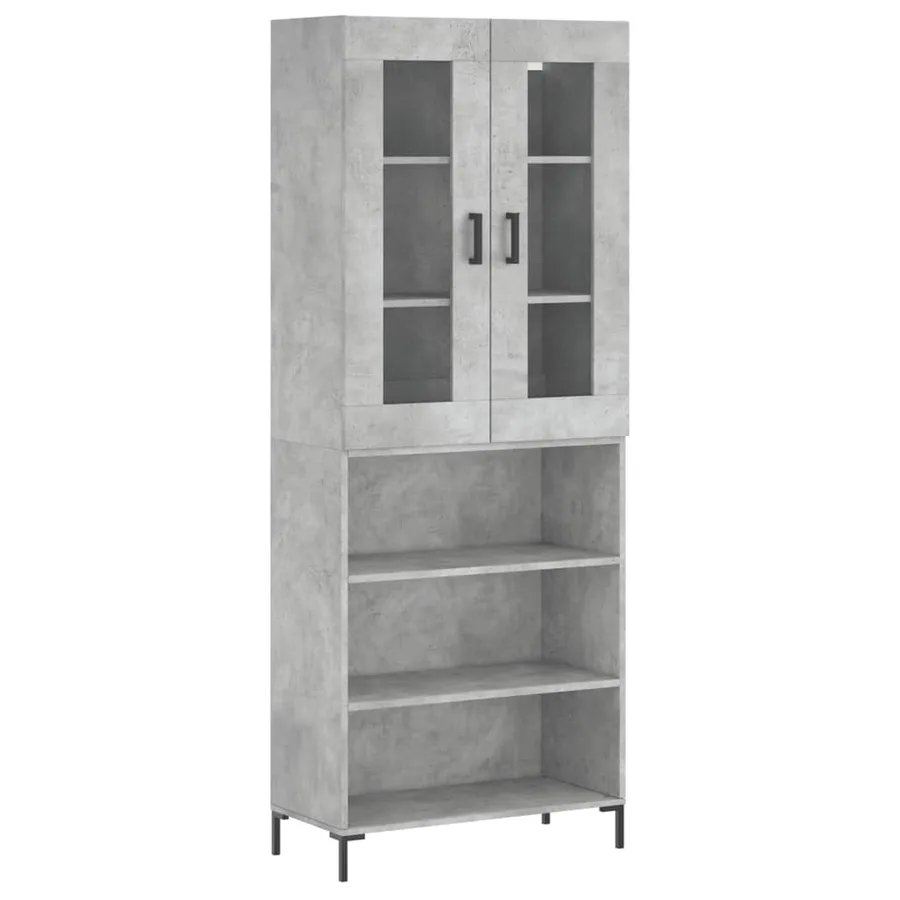 Buffet haut Gris béton 69,5x34x180 cm Bois d'ingénierie - 2