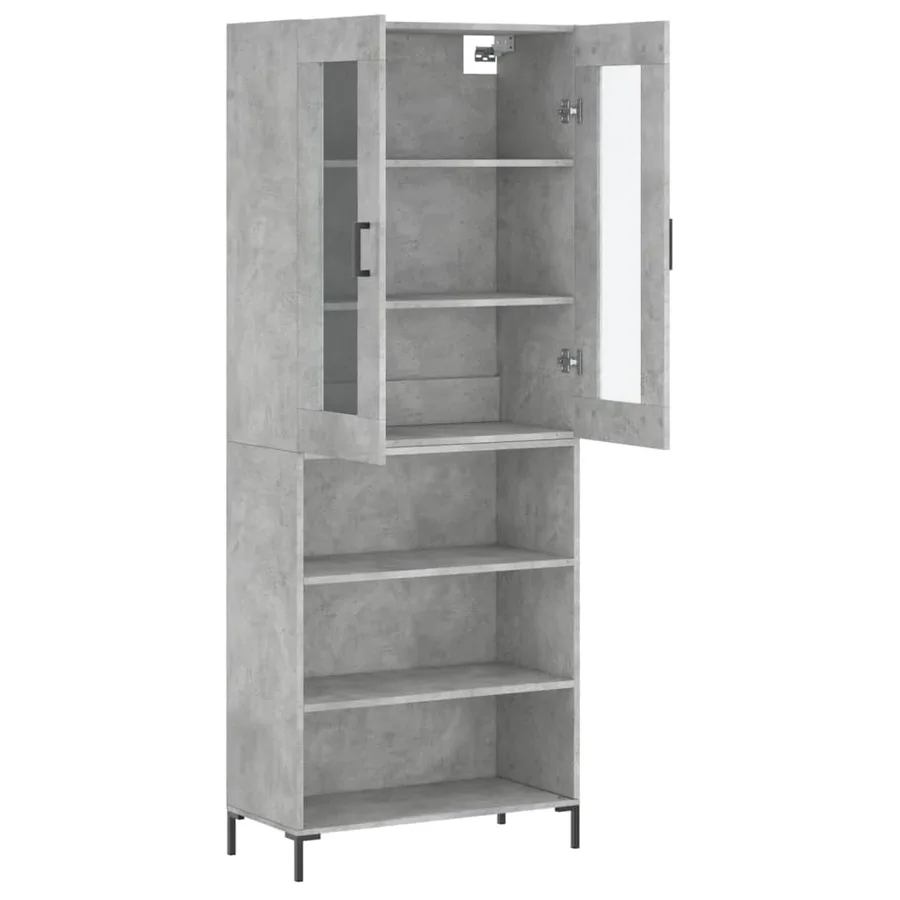 Buffet haut Gris béton 69,5x34x180 cm Bois d'ingénierie - 4