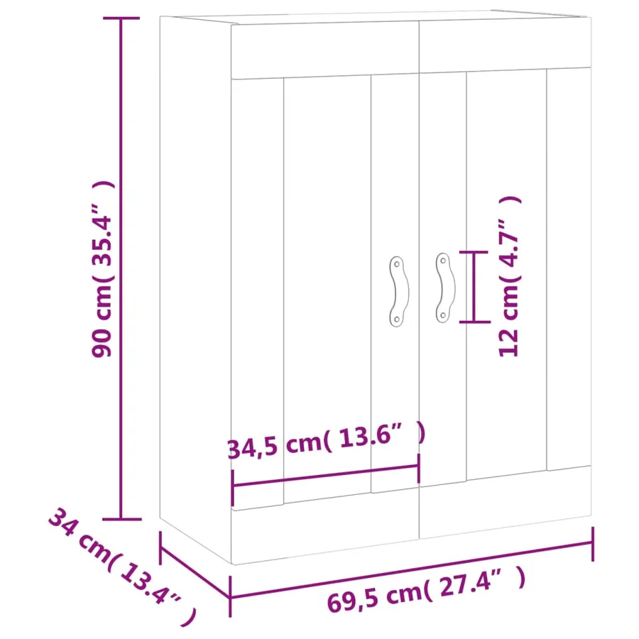Armoire murale sonoma gris 69,5x34x90 cm - 13