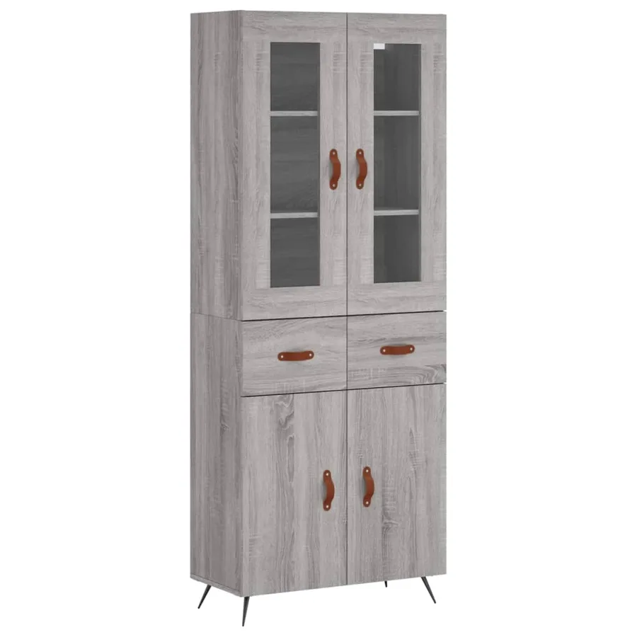 Buffet haut Sonoma gris 69,5x34x180 cm Bois d'ingénierie - 2