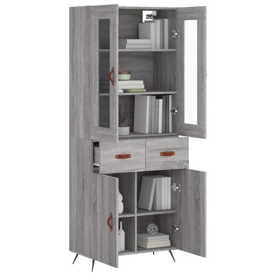 Buffet haut Sonoma gris 69,5x34x180 cm Bois d'ingénierie - 3