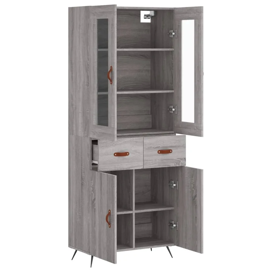 Buffet haut Sonoma gris 69,5x34x180 cm Bois d'ingénierie - 4