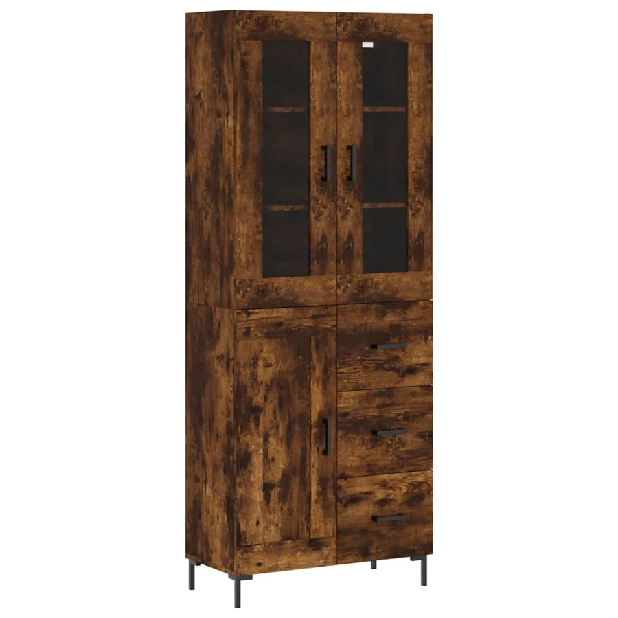 Buffet haut Chêne fumé 69,5x34x180 cm Bois d'ingénierie - 2