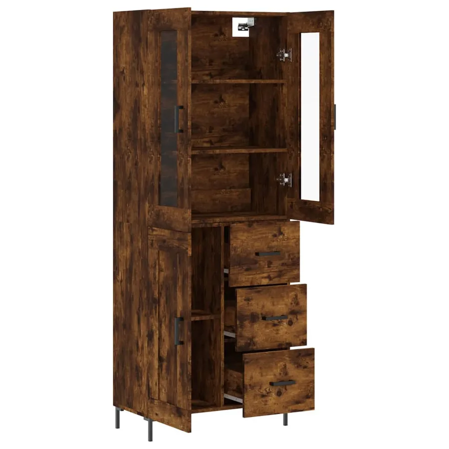 Buffet haut Chêne fumé 69,5x34x180 cm Bois d'ingénierie - 4
