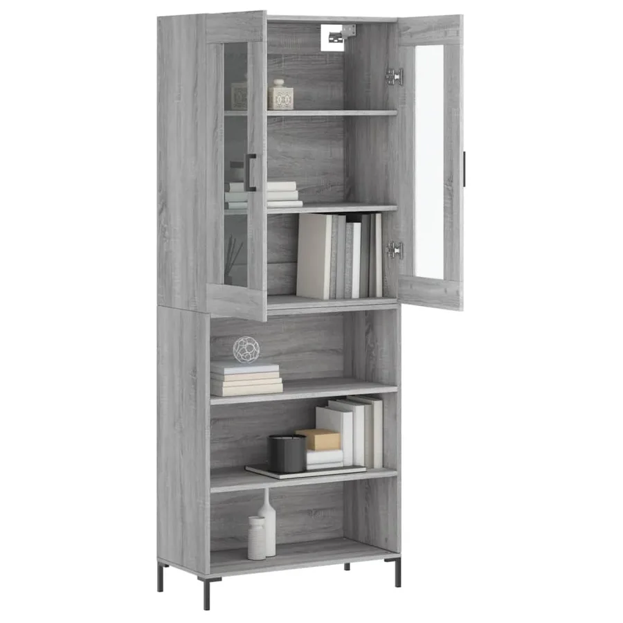Buffet haut Sonoma gris 69,5x34x180 cm Bois d'ingénierie - 3
