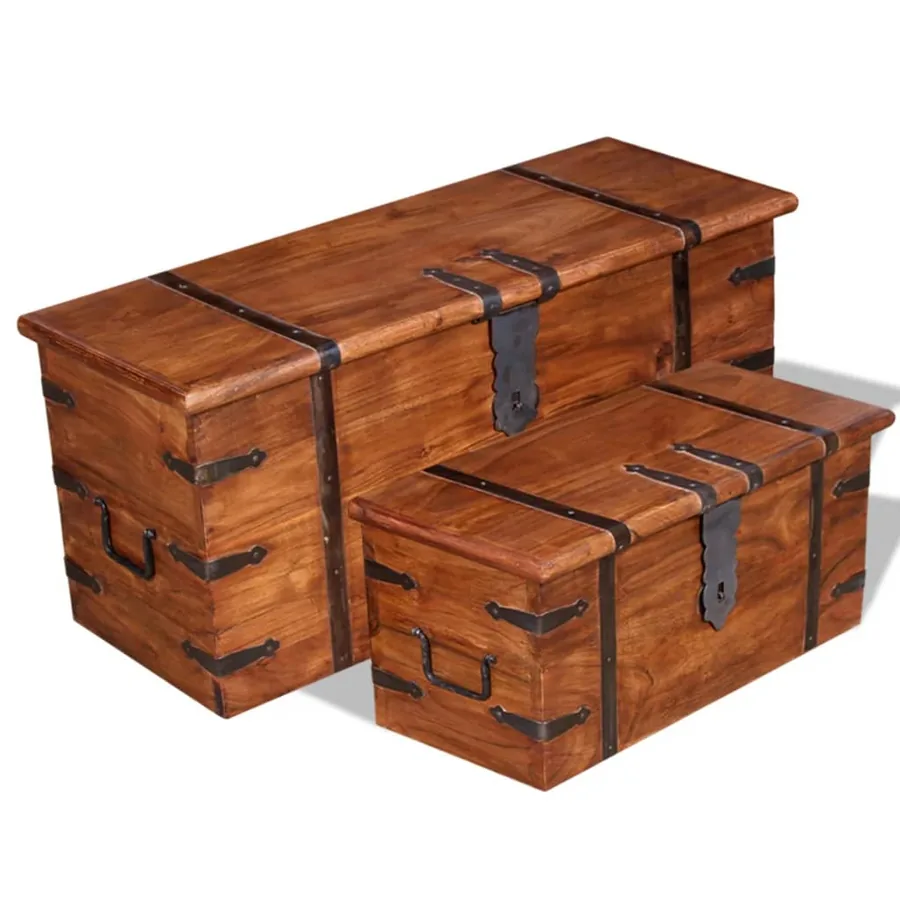 Ensemble de deux coffres de rangement Bois massif