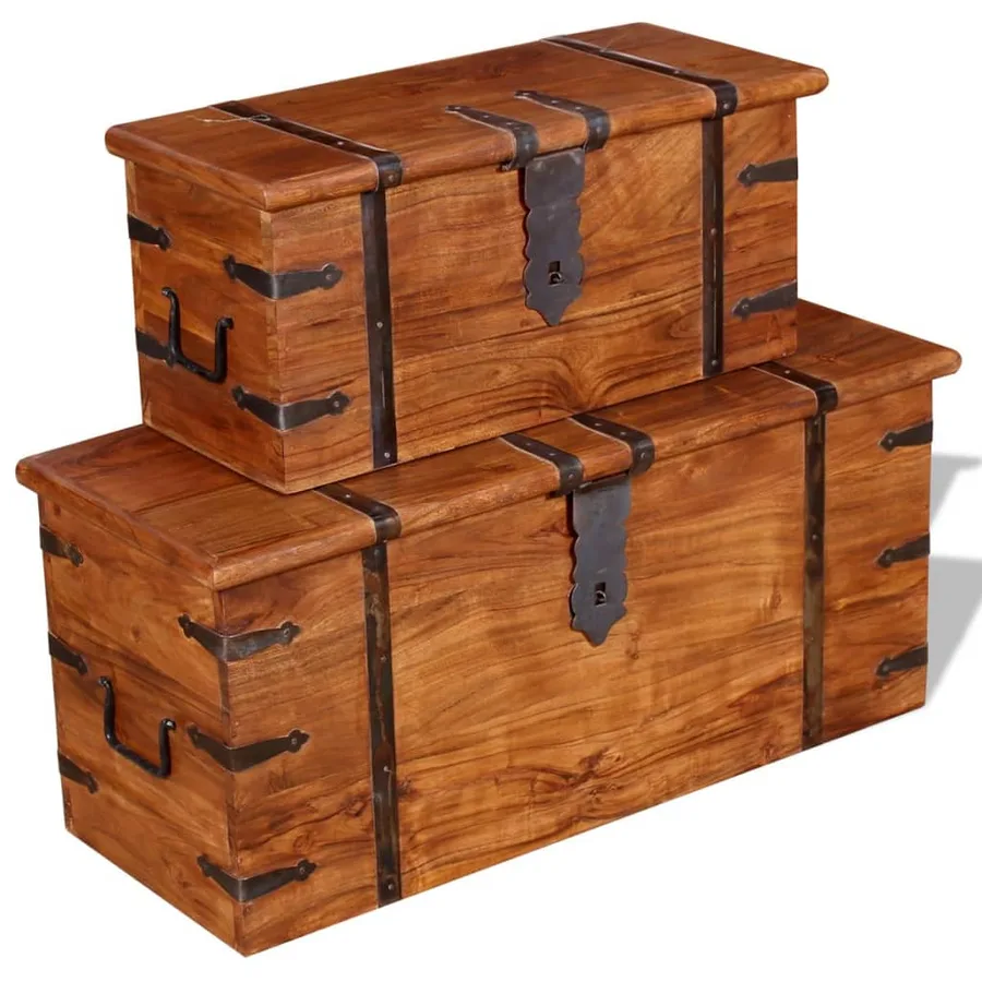 Ensemble de deux coffres de rangement Bois massif - 10