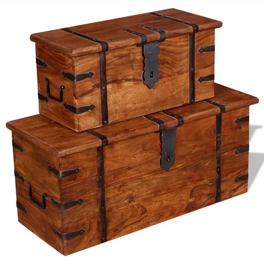 Ensemble de deux coffres de rangement Bois massif - 11