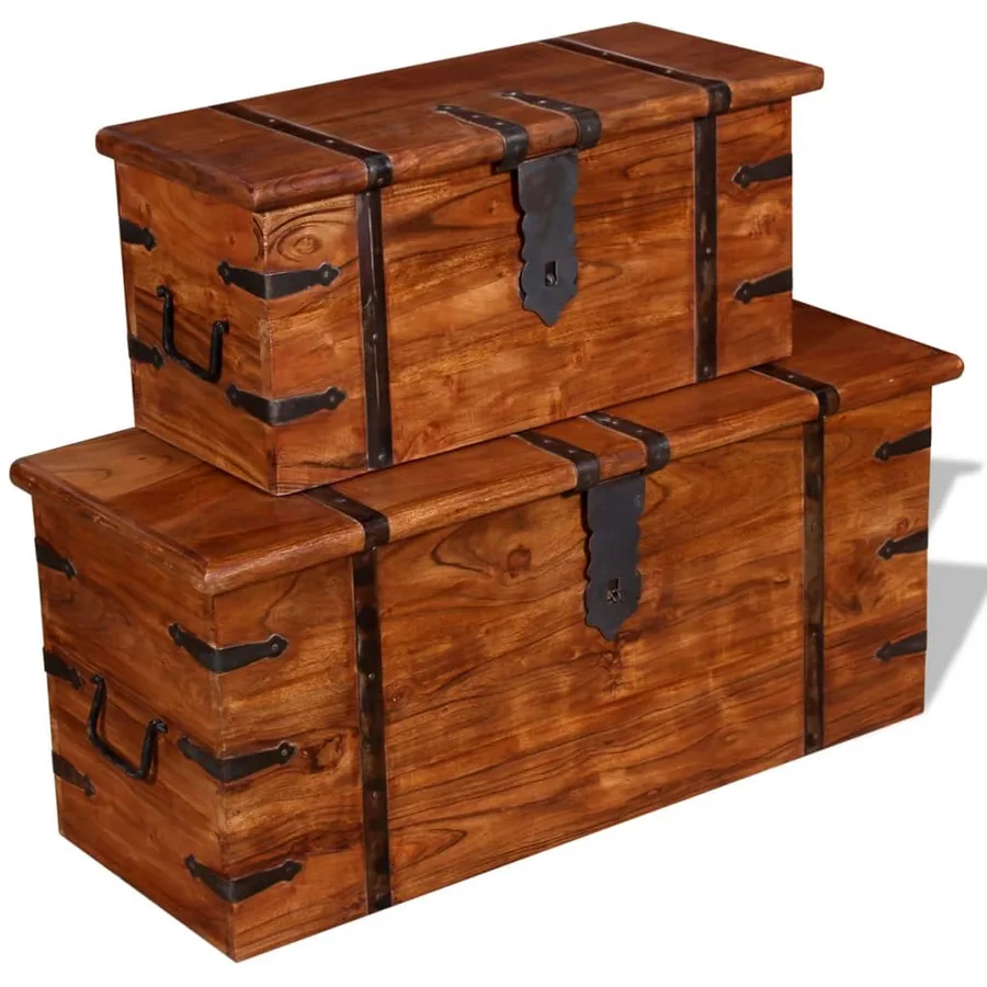 Ensemble de deux coffres de rangement Bois massif - 12