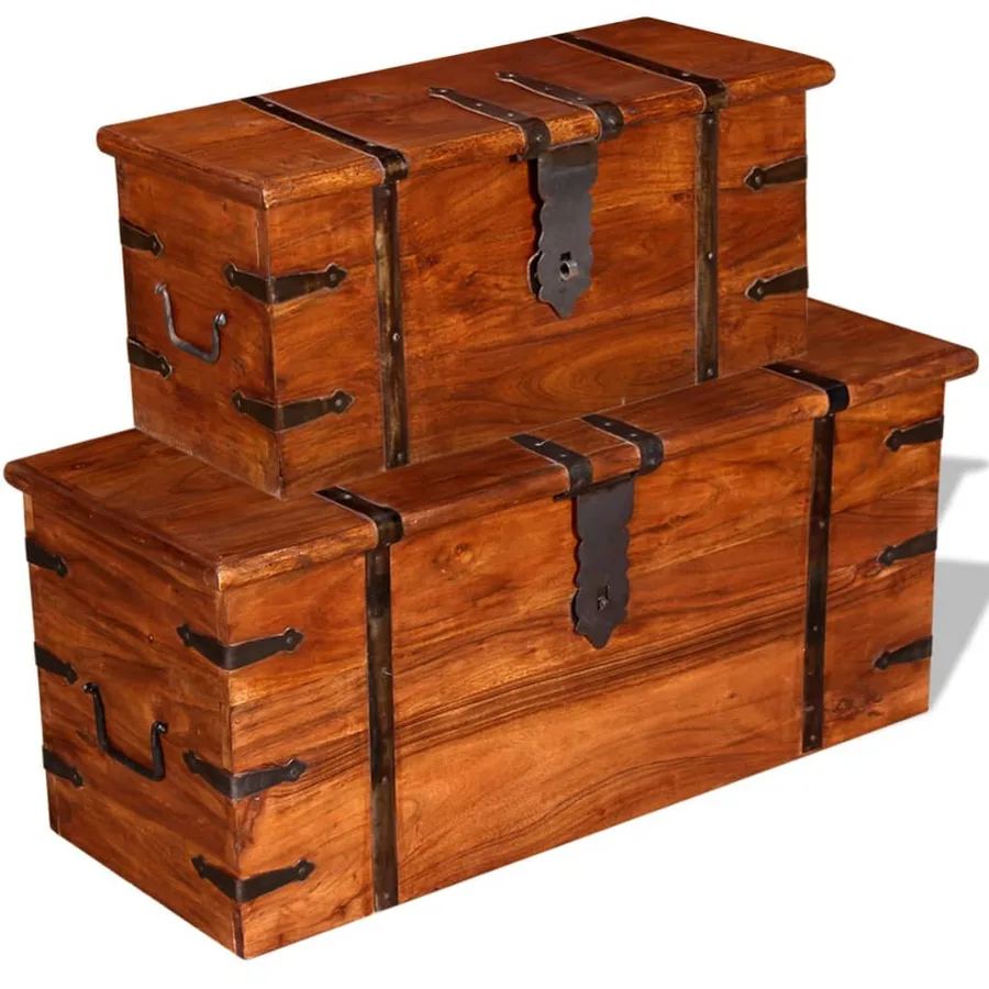Ensemble de deux coffres de rangement Bois massif - 2