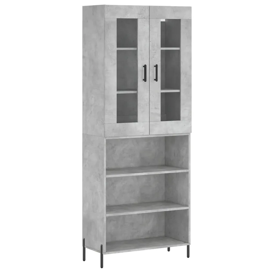 Buffet haut Gris béton 69,5x34x180 cm Bois d'ingénierie - 2
