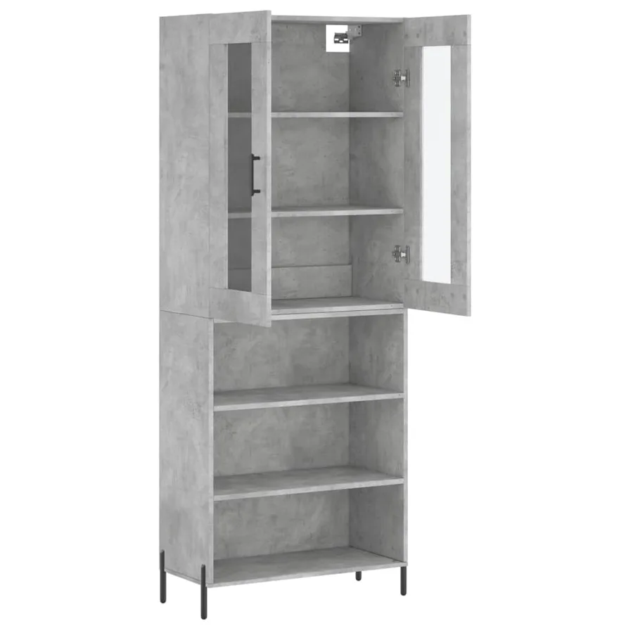 Buffet haut Gris béton 69,5x34x180 cm Bois d'ingénierie - 4