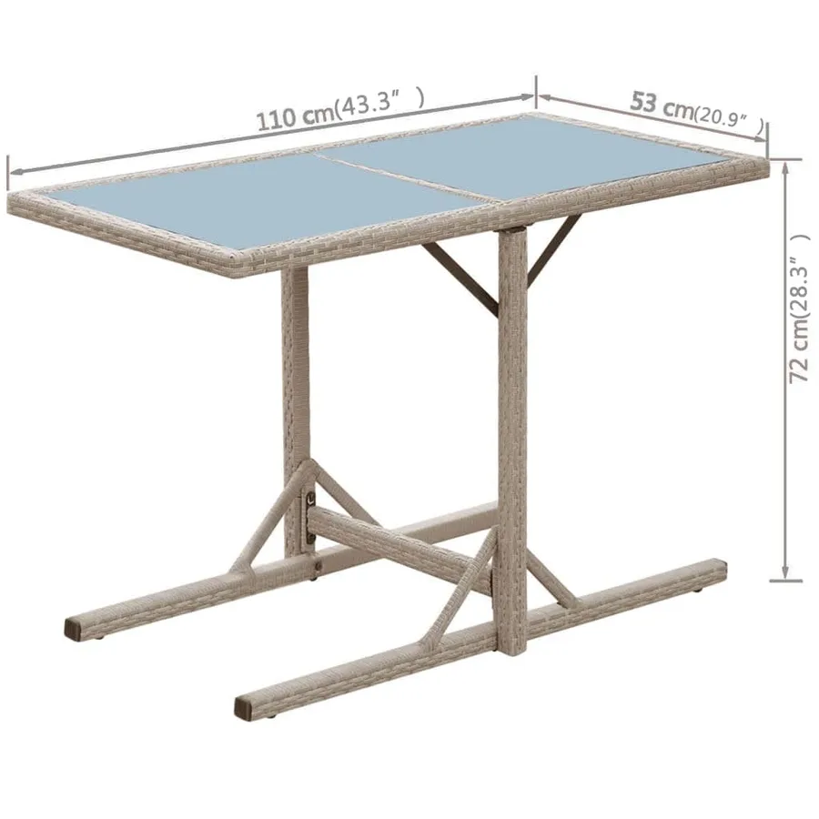 Ensemble de bistro 3 pcs avec coussins résine tressée beige - 10