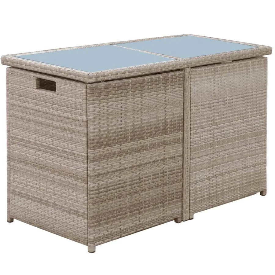 Ensemble de bistro 3 pcs avec coussins résine tressée beige - 6