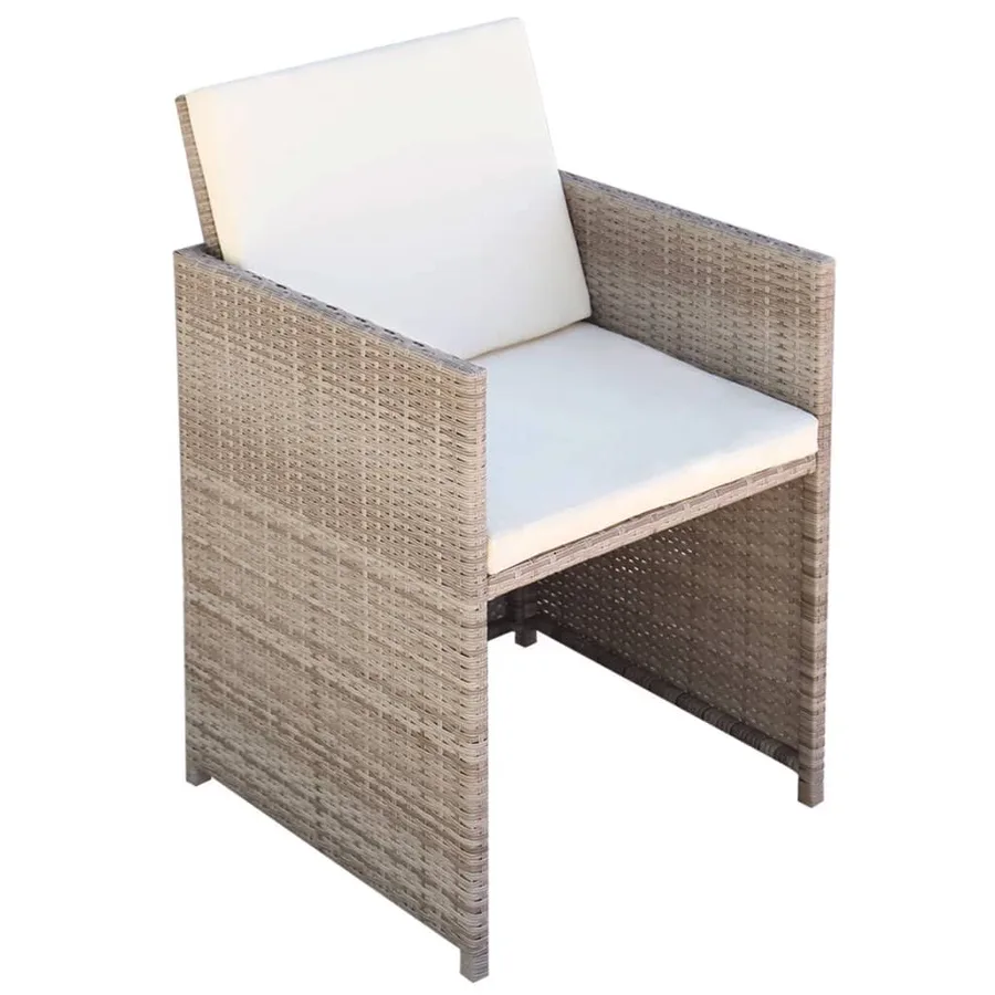 Ensemble de bistro 3 pcs avec coussins résine tressée beige - 8