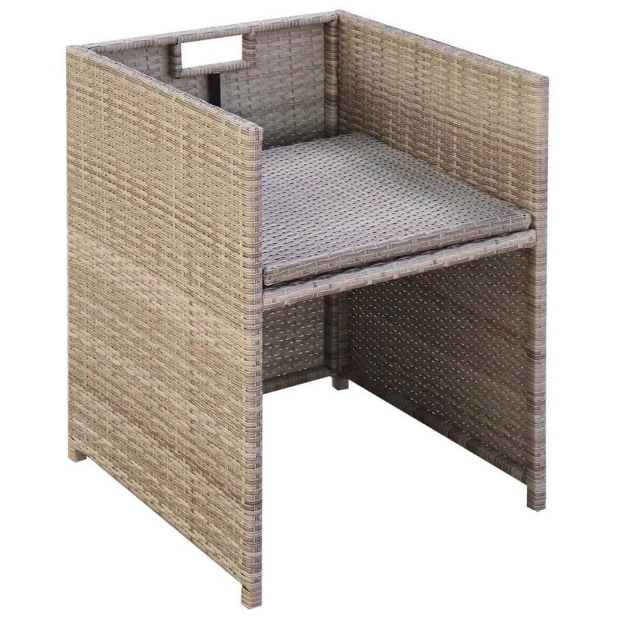 Ensemble de bistro 3 pcs avec coussins résine tressée beige - 9
