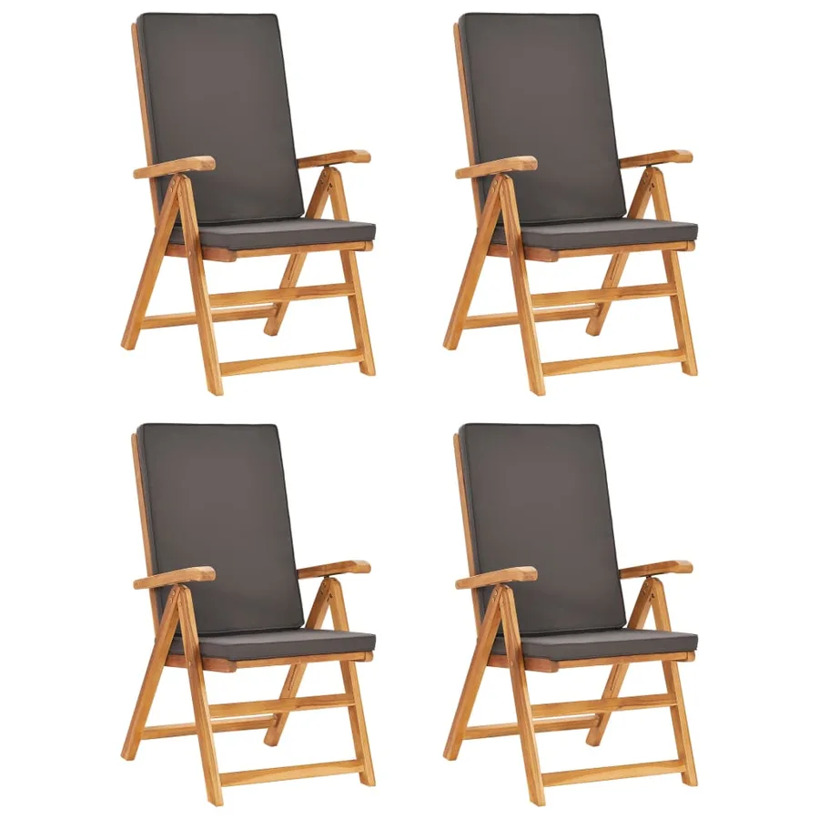 Ensemble à manger de jardin 5pcs coussins gris Bois teck massif - 7