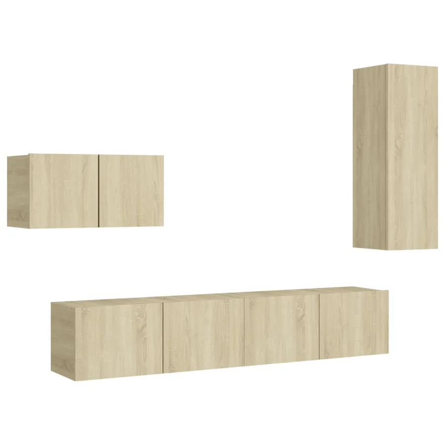 Ensemble de meuble TV 4 pcs Chêne sonoma Bois d'ingénierie - 2