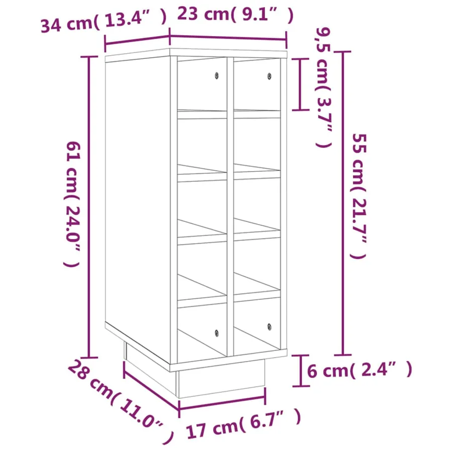 Armoire à vin Blanc 23x34x61 cm Bois de pin massif - 8