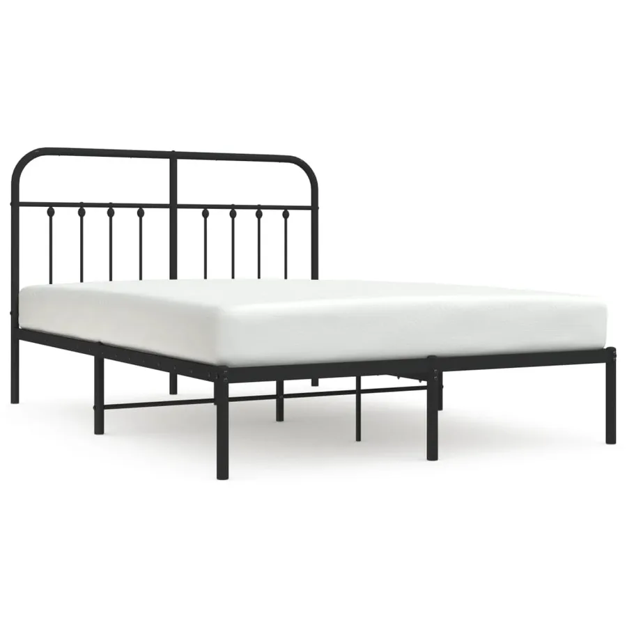 Cadre de lit métal sans matelas avec tête de lit noir 140x200cm - 2