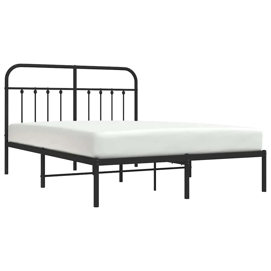Cadre de lit métal sans matelas avec tête de lit noir 140x200cm - 5