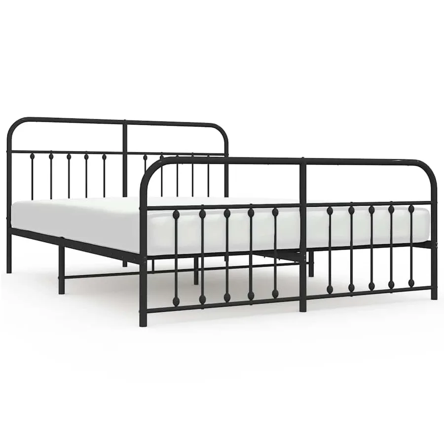Cadre de lit métal sans matelas avec pied de lit noir 183x213cm - 2
