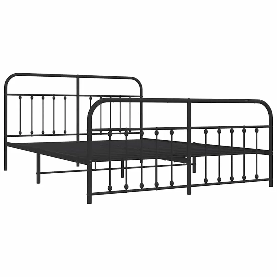 Cadre de lit métal sans matelas avec pied de lit noir 183x213cm - 4