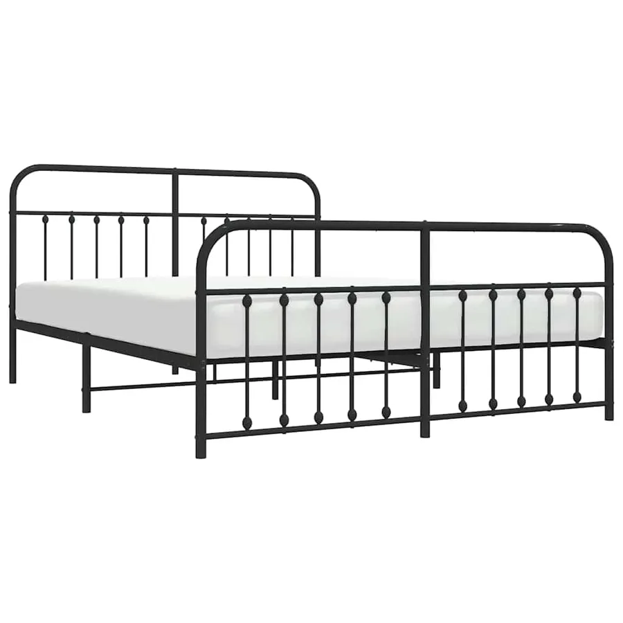 Cadre de lit métal sans matelas avec pied de lit noir 183x213cm - 5