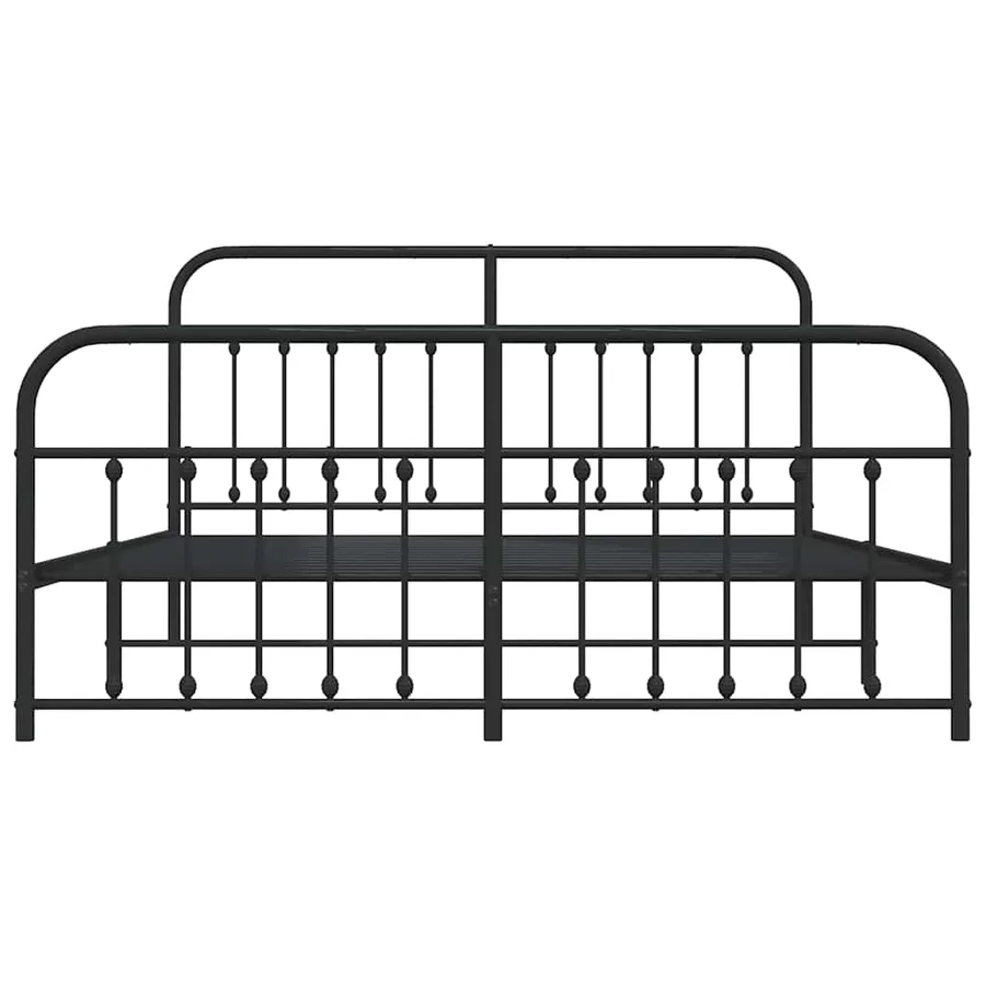 Cadre de lit métal sans matelas avec pied de lit noir 183x213cm - 6