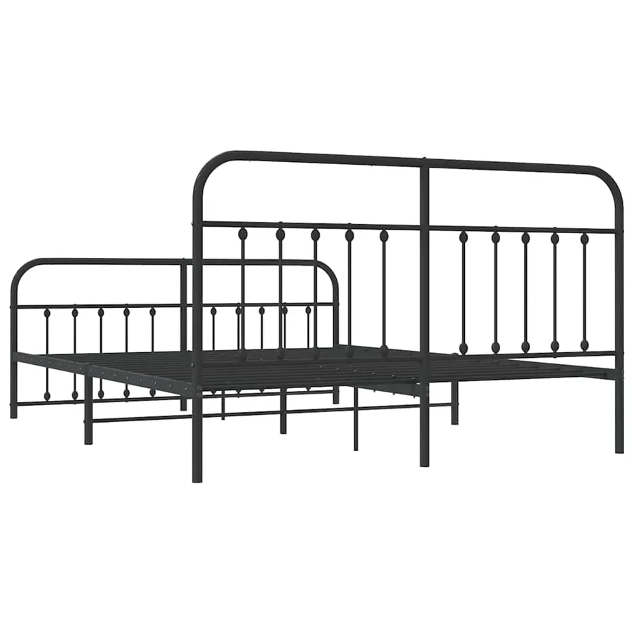 Cadre de lit métal sans matelas avec pied de lit noir 183x213cm - 8