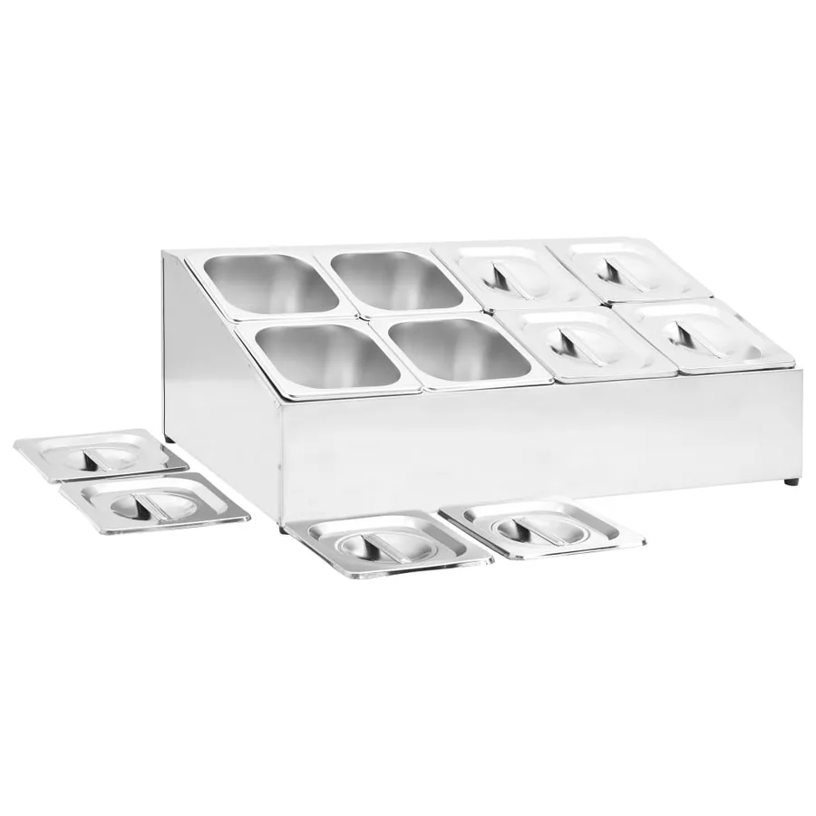 Récipient Gastronorm avec 8 bacs GN 1/6 Acier inoxydable - 6