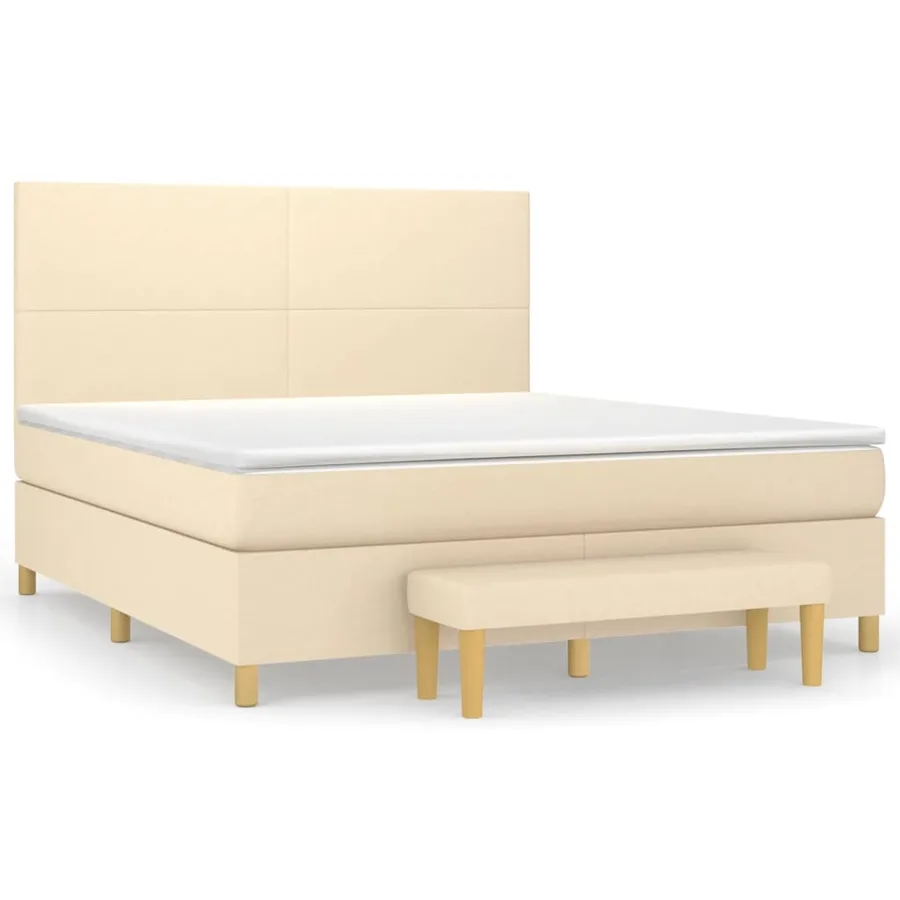 Sommier à lattes de lit avec matelas Crème 160x200 cm Tissu - 2