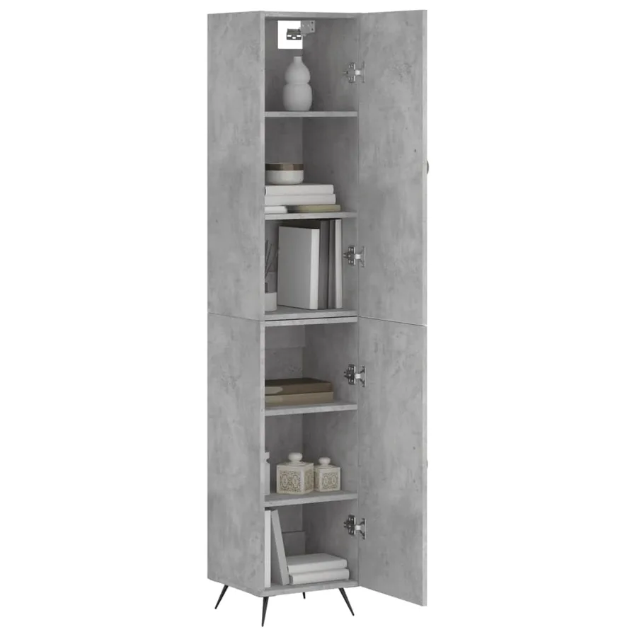Buffet haut Gris béton 34,5x34x180 cm Bois d'ingénierie - 3