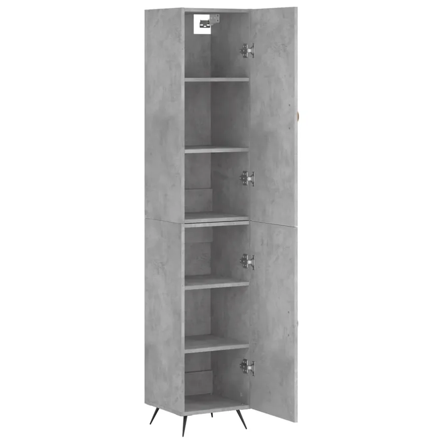 Buffet haut Gris béton 34,5x34x180 cm Bois d'ingénierie - 4