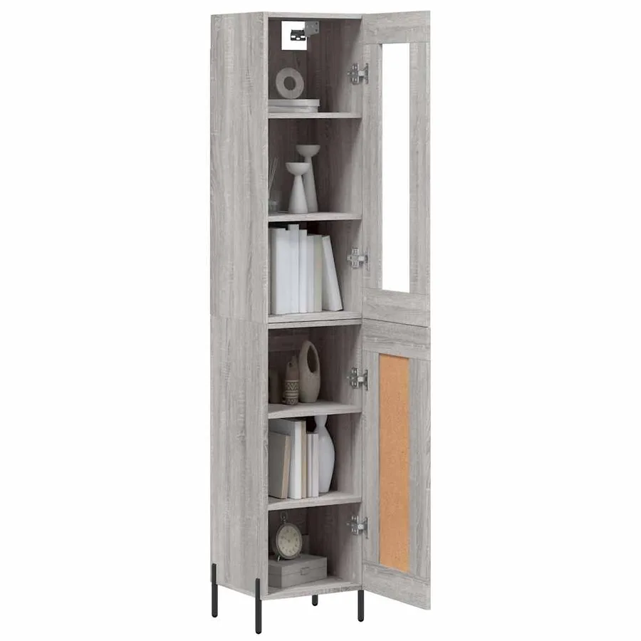 Buffet haut Sonoma gris 34,5x34x180 cm Bois d'ingénierie - 3